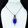 Blue Sapphire Pendant, Handmade Gemstone Pendant, 999 Copper Wire Wrapped Pendant Antique Jewelry, For Engagement Gift