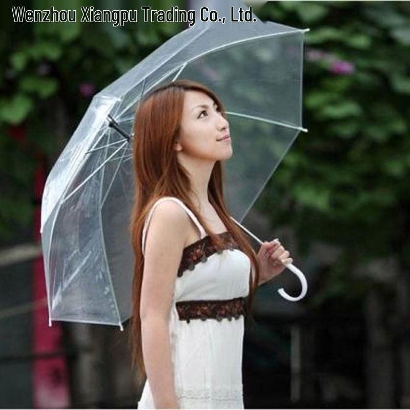 

Bold & Thick Large Transparent White Women s Long-Handled Umbrella - Influencer Prop & 2025 Logo Advertising