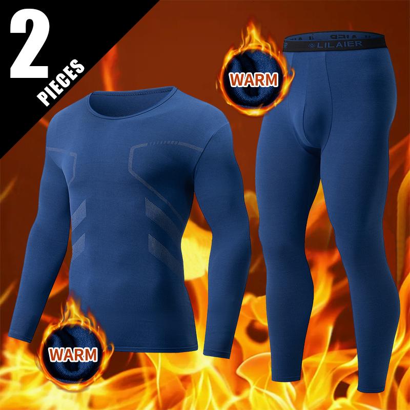 

Autumn and Winter Men s Fashionable Printed Casual Sports Underwear Set Cycling and Running Plus Size Base Warm Suit S