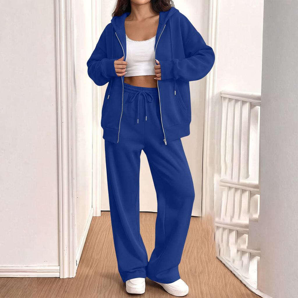 Women's Casual Sweatshirt Jacket and Jogger 2 Piece Set for Fall Winter Wear