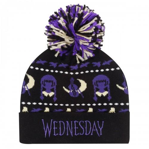 Wednesday Unisex Adult Silhouette Pom Pom Beanie
