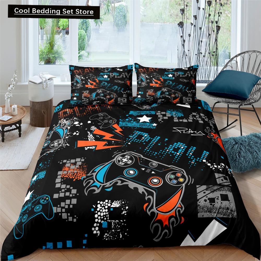 

Comforter 2/3 Pcs Gamer Queen King Kids Boys Girls Colorful Bedding Set Game Gamepad Polyester Comforter Comforter (quilt)-EU Single(135*200cm)3pcs