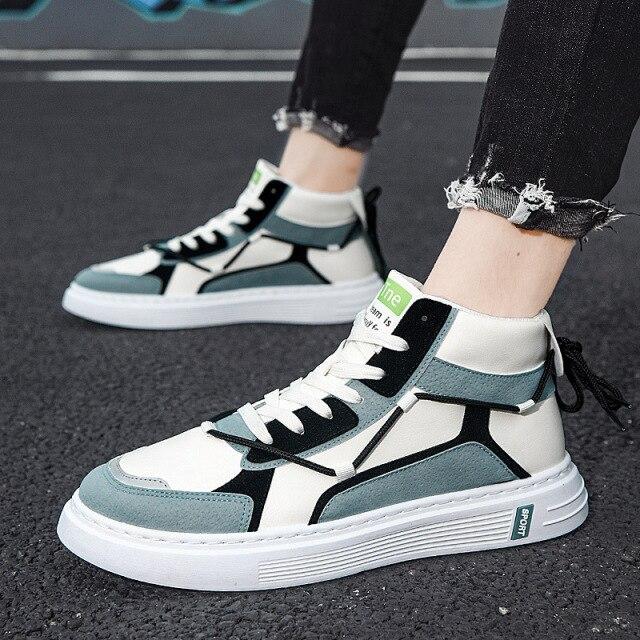 

Мужские кроссовки средней высоты Flyweaving, удобные кроссовки для бега, мужские кроссовки для активного отдыха, высококачественная повседневная обувь для ходьбы 39 озеро синий