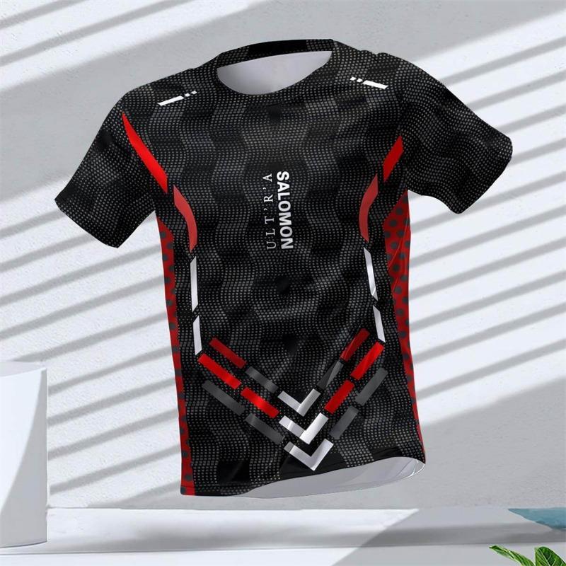 Herren 3D-Druck T-Shirt Outdoor Fitness Atmungsaktiv Schnelltrocknend Sport Kurzarm Rundhals Pullover Lässiges Oberteil