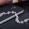 Women's Silver Plated Cube Clear Rhinestone Bracelet Engagement Party Jewelry