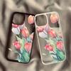 Vintage Pink Tulip Flowers Phone Case For iPhone 15 14 Pro Max 13 12 Mini 11 XR XS X 7 8 Plus Cute Rose Shockproof Hard Cover