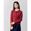 Women's Wood Ear Collar Beaded Knit Cardigan Sweater