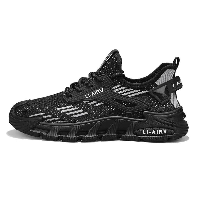 

Men s shoes spring fly-woven mesh lightweight casual running sneakers men s soft-soled non-slip black work insurance shoes 44 чорний