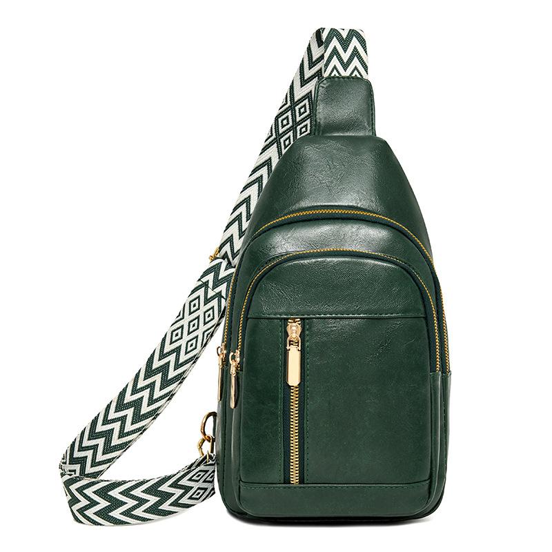 

Женская нагрудная сумка из искусственной кожи, винтажная сумка через плечо, большая вместимость, сумка через плечо зелёный