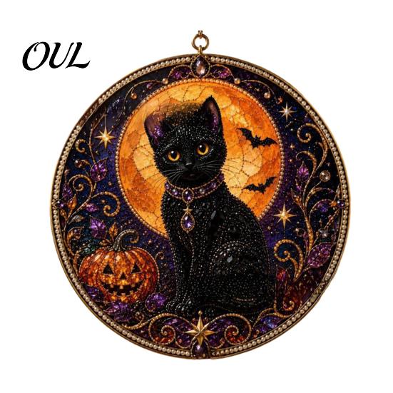 Cute Animal Decoration Black Cat Diamond Art Kits for Adults Beginners, DIY Material Package, Healing Craft Hobby Painting Set Home Wall Decor