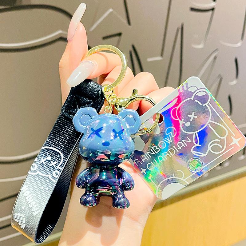 Acrylic Cartoon Graffiti Bear Key Chain Creative Doll Women Bag Pendant Jewelry Cute Mobile Phone Car Keychain Xmas Birth Gift