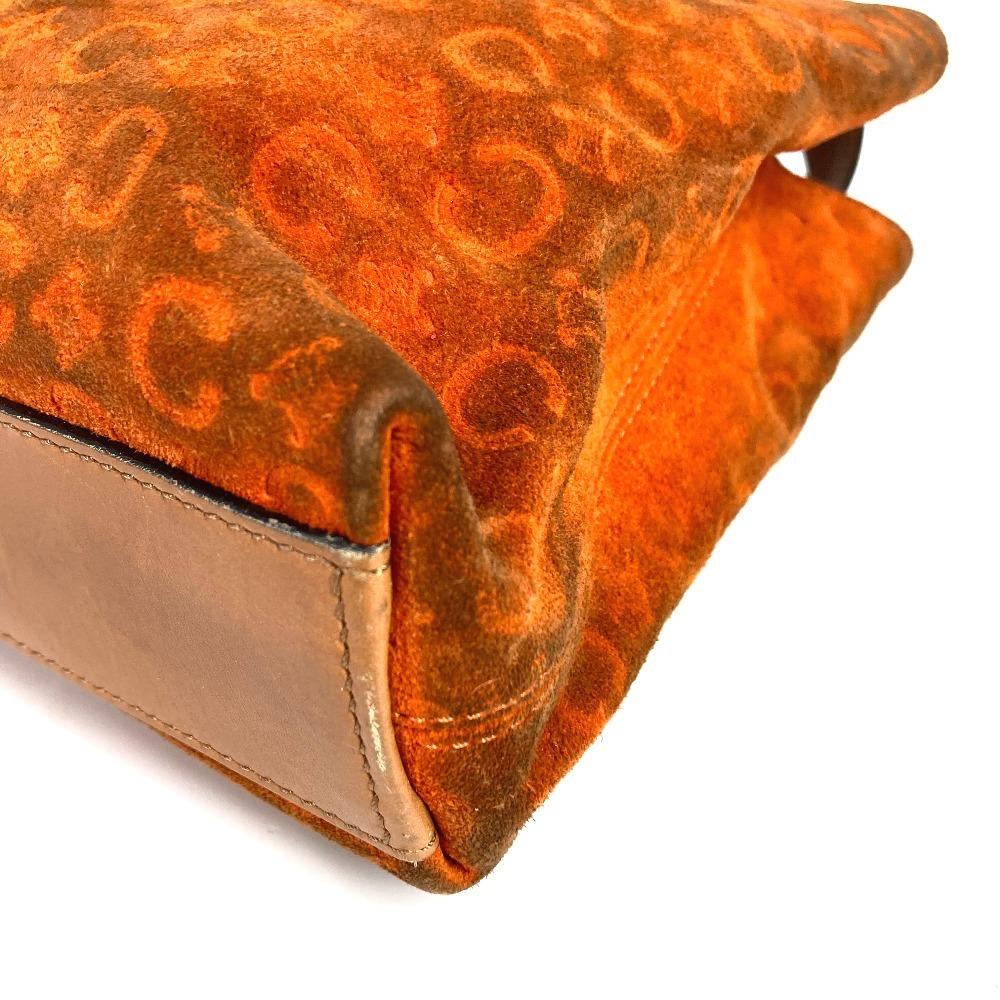 CELINE Macadam logo Bags Hand Bag Tote Bag Suede / Leather Orange/Beige