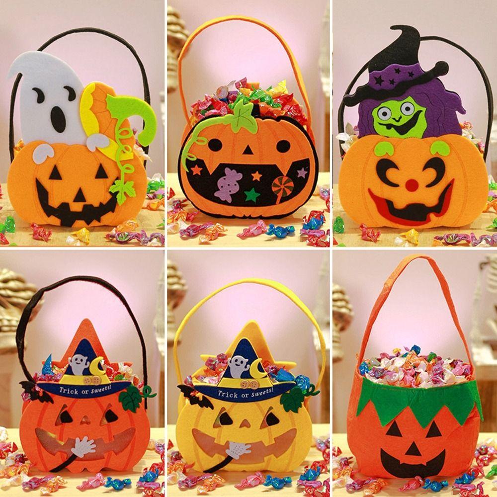 New Non-woven Fabric Halloween Candy Bag Hand-held Party Decor Handbag Kids Favor Navidad Sugar Bag Haloween