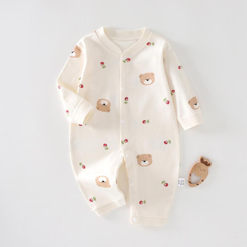 Autumn/Winter Long-sleeved Baby Rompers for Newborns – Class A Combed Cotton, Printed with Cartoon Designs – Baby and Toddler Clothing 59cm