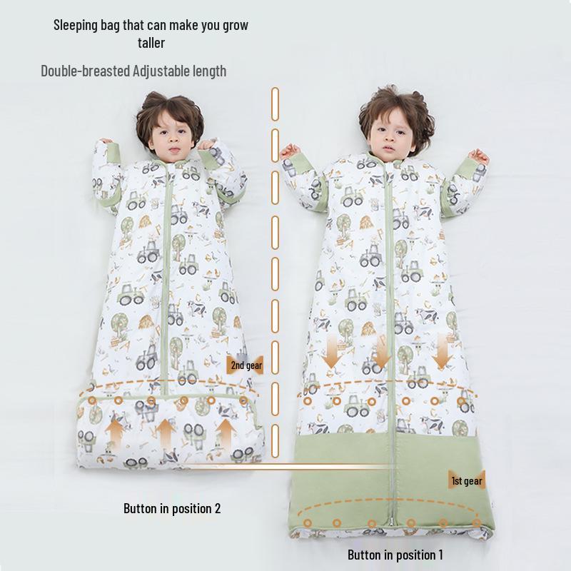 Adjustable Thickened Anti-Kick All-Cotton Baby Sleeping Bag for All Seasons