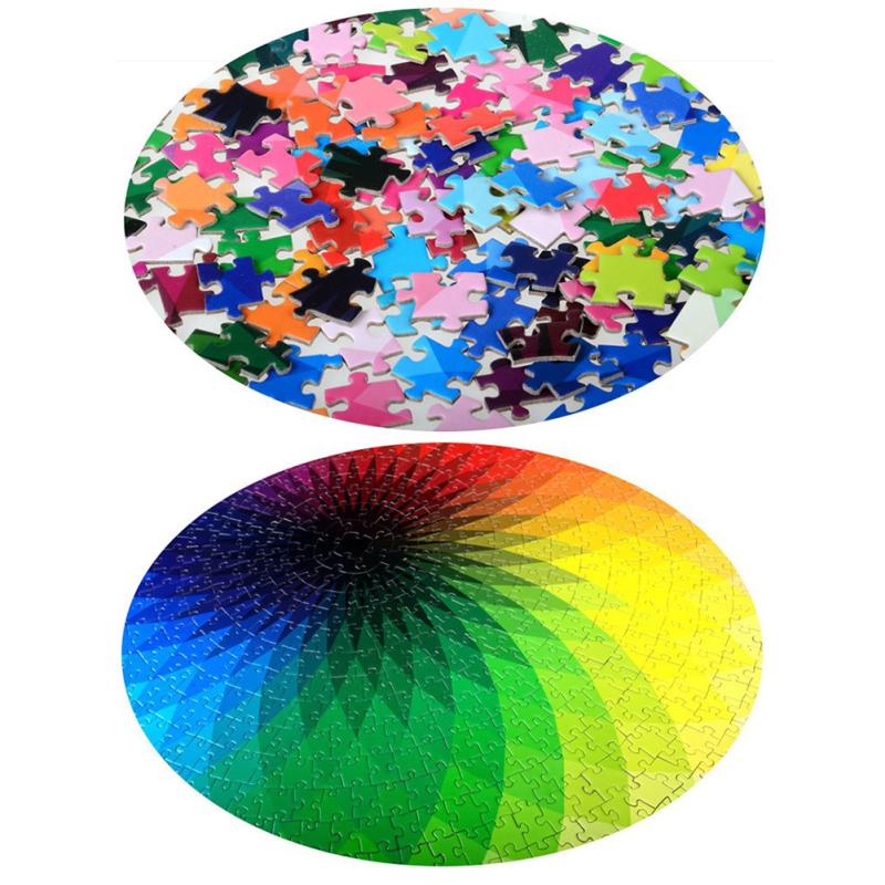 1000 pcs/set Colorful Rainbow Round Geometrical Photo Puzzle Adult Kids DIY Educational Reduce