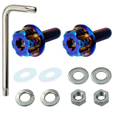 RENPA Motorcycle Titanium Alloy License Plate Bolt Wild Design Vehicle Inspection Compatible (Burn Blue)