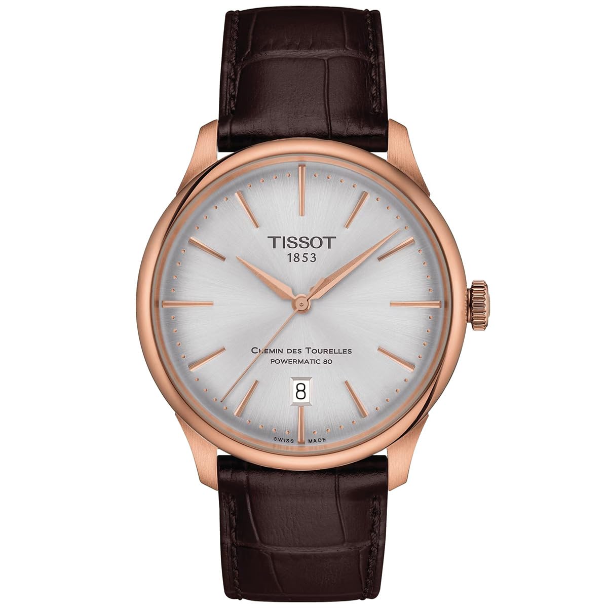 

Чоловічий годинник Tissot Chemin des Tourelles Powermatic 80, 39 мм, сріблястий циферблат, шкіряний ремінець, T1398073603100 [Офіційний імпорт]
