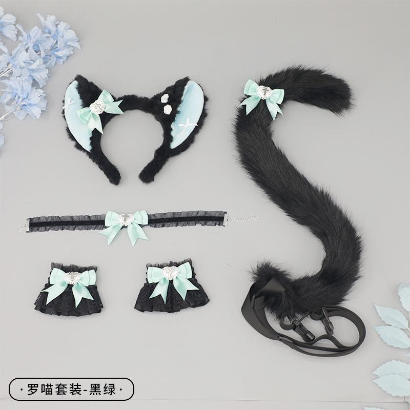 Cosplay Cat Ears Headband Cat Tail Accessories Handmade Cute Cat Girl Beast Ears Hair Accessories Beast Tail Accessories Set