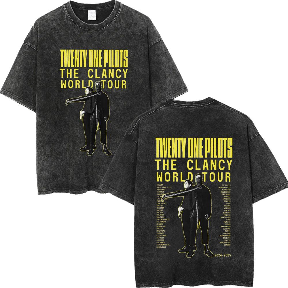 Twenty One Pilots Dámské Pánské Prané Oversized Tričko Streetwear Harajuku Bavlněné Tričko Kapela Ženské Pánské Letní Krátký Rukáv Trička