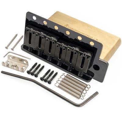 Musiclily Ultra Tremolo Unit Modern Brass 42mm Brass Insertable Tremolo for American Vintage Strat Electric Black 10.5mm Bridge, 6-Point, Saddles,