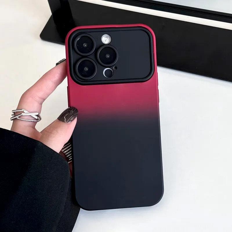 

Роскошный мягкий силиконовый чехол с градиентом для iPhone 14 13 12 11 Pro Max 14Pro 13Pro, полный защитный чехол для телефона с большим окном и объективом камеры