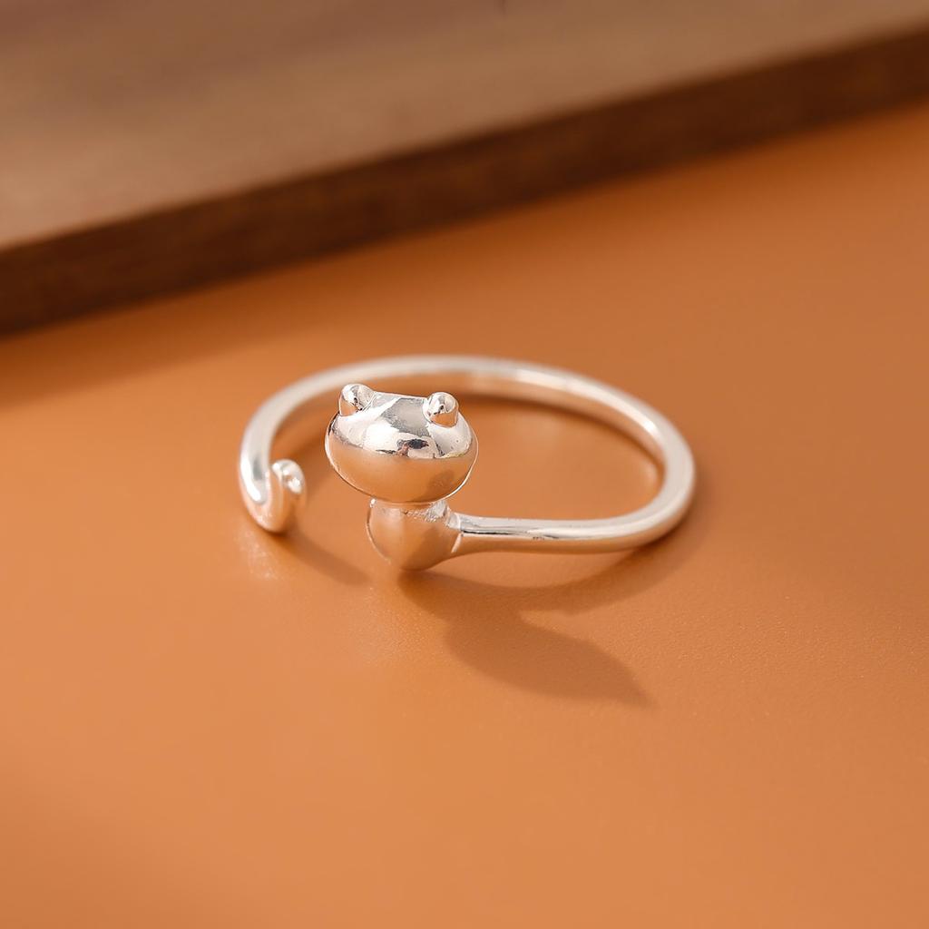 925 Sterling Silver Jewelry Hot Popular New Fashion Korean Small Fresh Cute Cat Animal Opening Simple Rings R004