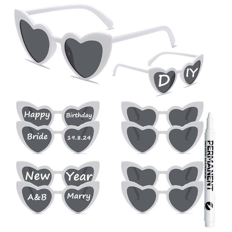 KAMMPT 10 Pairs Heart Sunglasses Women Party Festival Rave Gifts Trendy DIY Decor Sun Glasses
