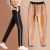 Women Thermal Fleece Pockets Thickened Fleece Lined Casual Sports Trousers Pants