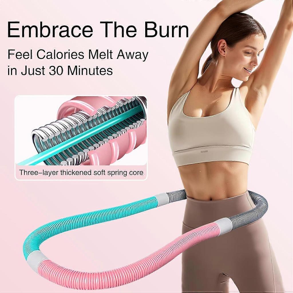 Weighted Soft Spring Hula Hoop for Adults (3lb) Foldable, Portable Fitness Hoop for Weight Loss, Waist-Friendly & Upgraded Closed Silent Design for H
