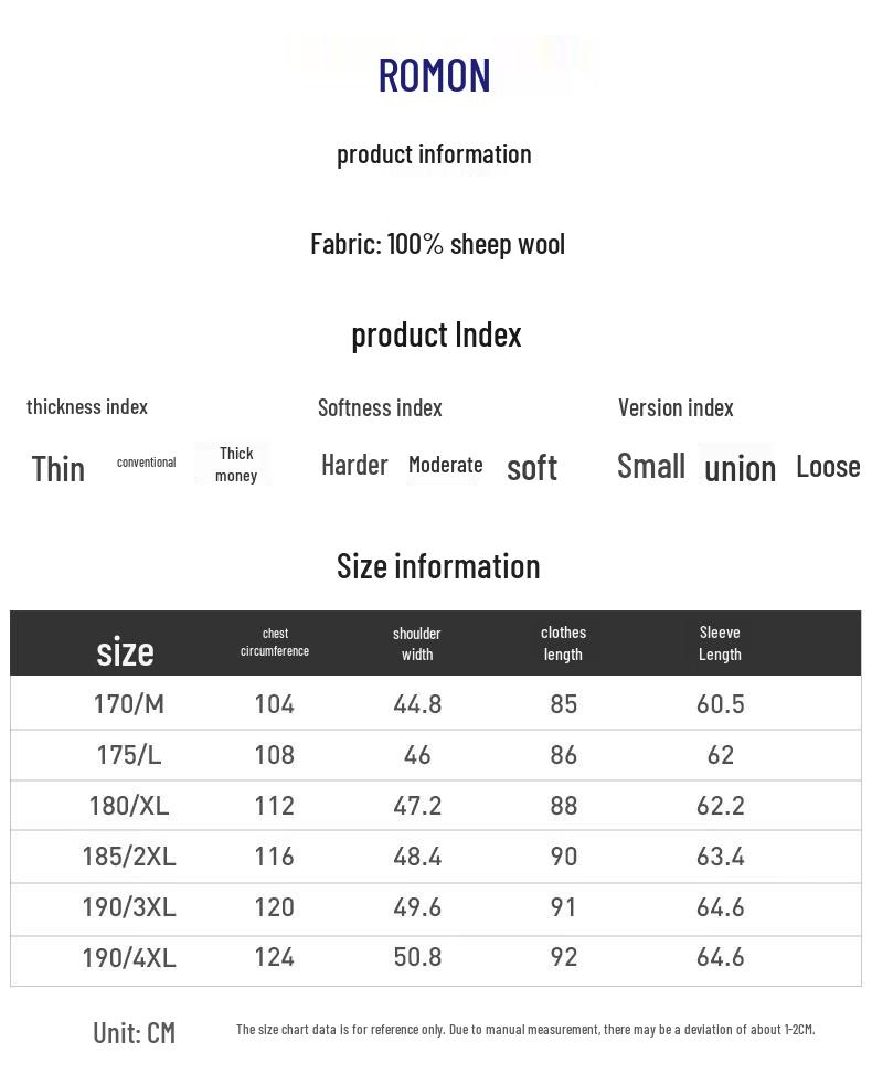 Romon Men's 100% Merino Wool Mid-Length Double-Sided Coat