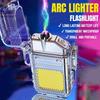 Double Arc Lighter Waterproof High COB Flashlight Windproof 3 Lighting Mode Type-C Rechargeable for Camping Hiking Survival Gear
