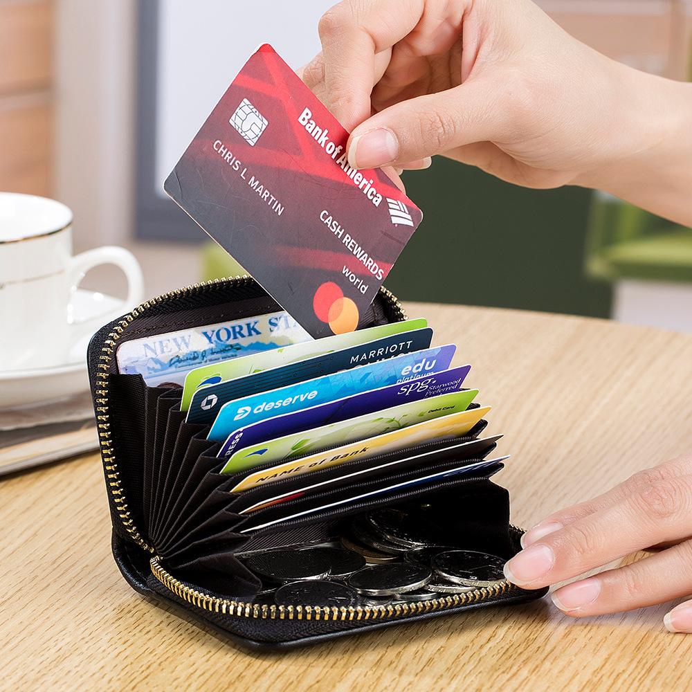 Torba na karty organizacyjna damska prosta torba na karty, rombowa wielokartowa mała torebka na monety ze skóry owczej damska karta