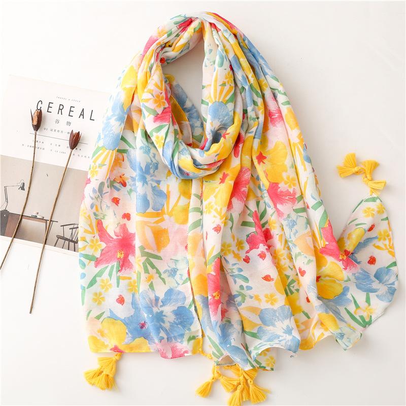 Fashion Women Spring Autumn Viscose Scarf Shawl Lovely Leopard Floral Tassel Pashmina Stole Wrap Echarpe Foulards Muslim Hijab