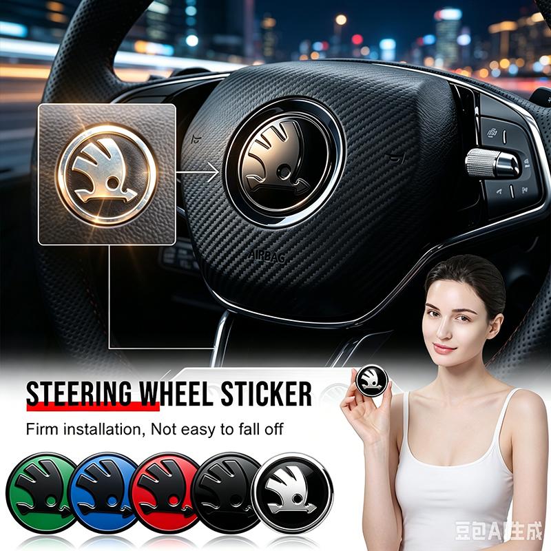 Auto Auto Lenkrad Aufkleber Dekoration Logo Plakette für Skoda Fabia Octavia Karoq Kodiaq Kamiq Superb Rapid Citigo Skala
