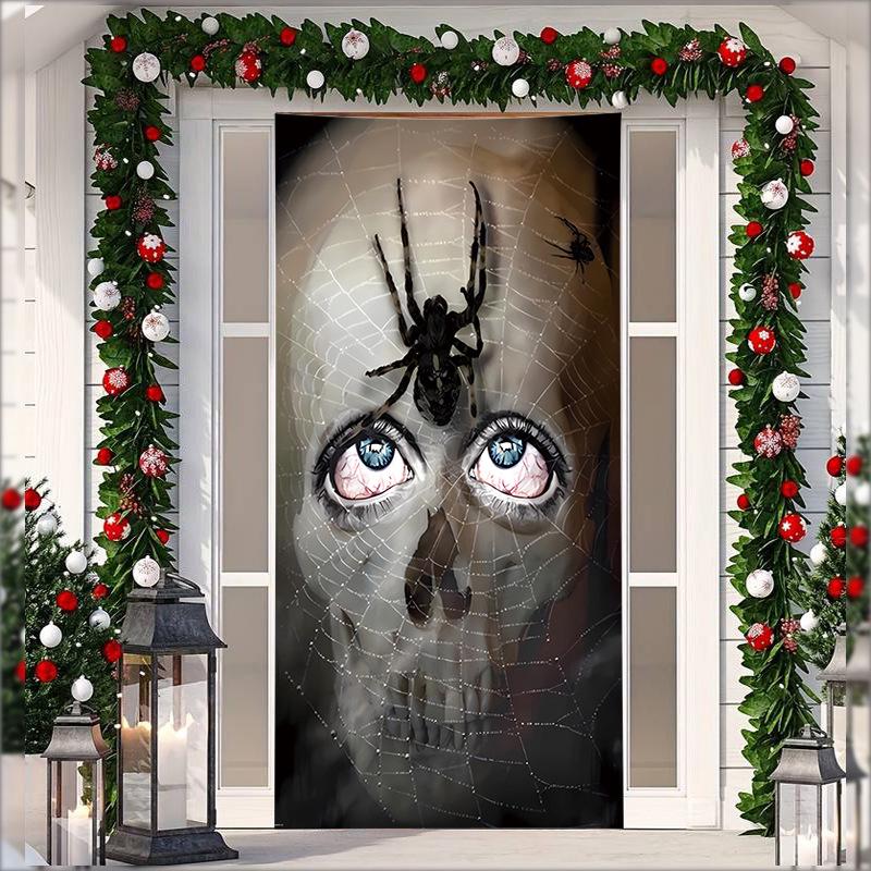 Stretch Fabric Christmas Door Tapestry - Santa Claus Gift Background for Holiday Parties