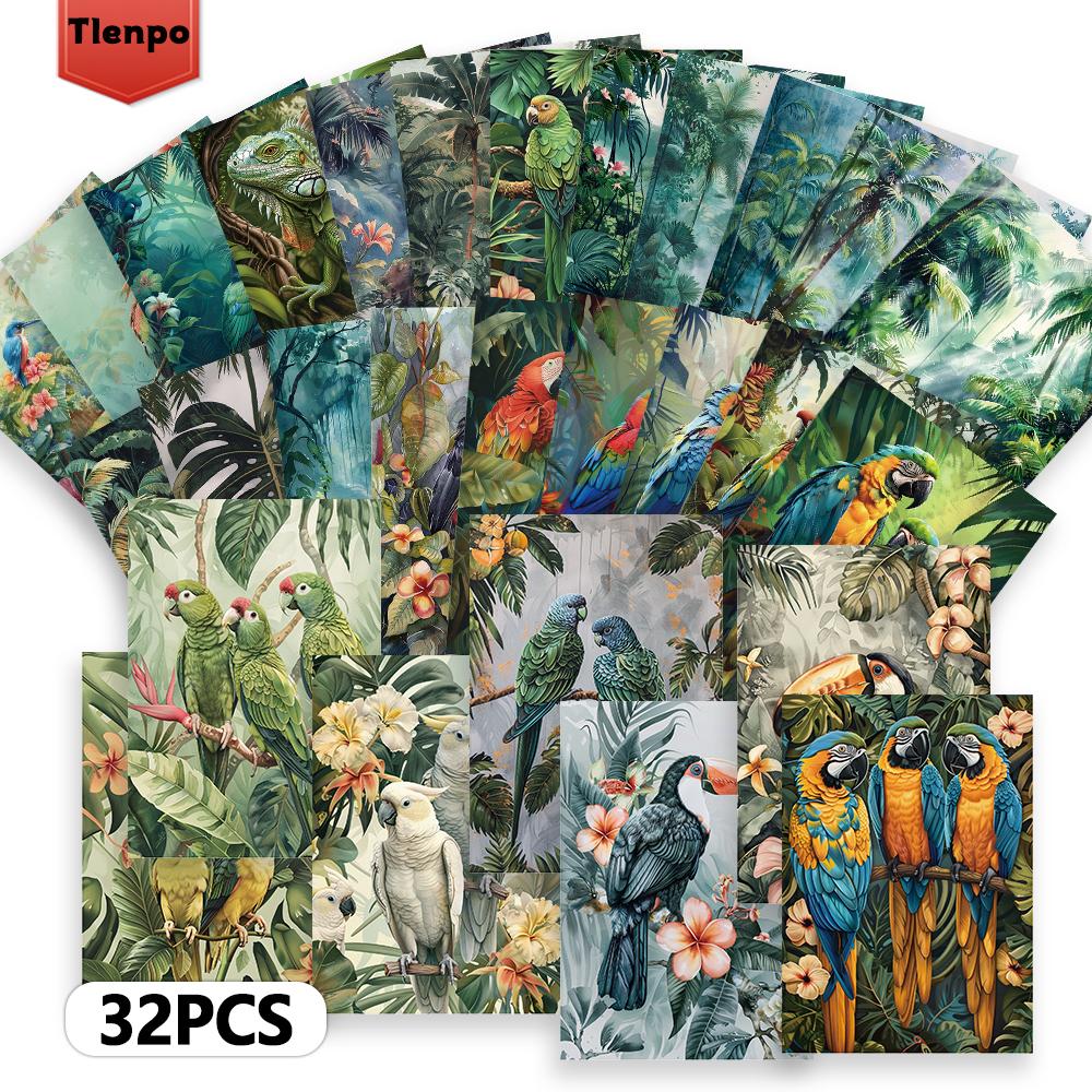 32pcs, Tropical Rainforest Postcard, Nature, Birthday/Anniversary Gift, Collectible, Suitable for Gift Giving, Mailable.