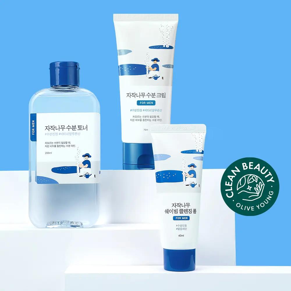 [Moisture Boost] ROUND LAB For Men Birch Juice Toner & Cream Set (+ Shaving Foam 40ml)