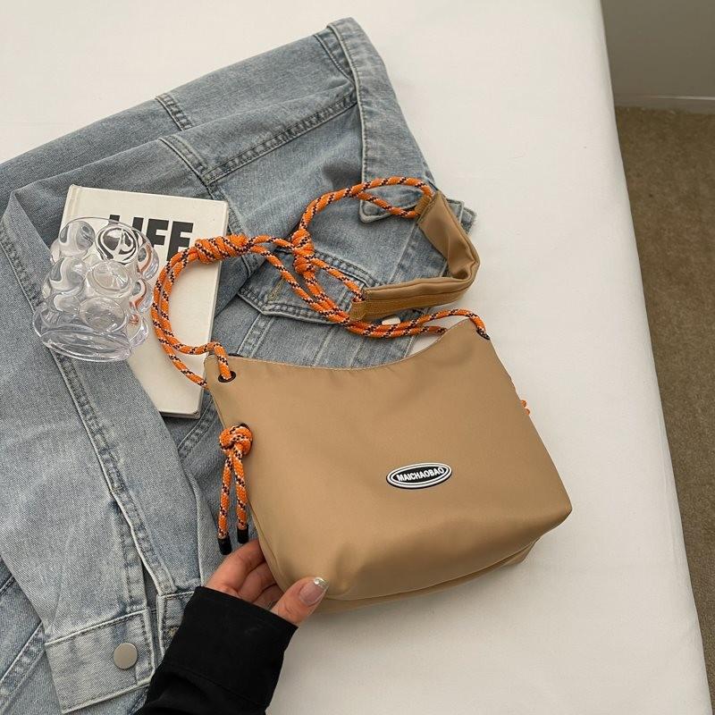 Stylish Casual Nylon Shoulder Bag For Women In Trendy Dumpling Shape Available In Black Beige And Khaki Khaki