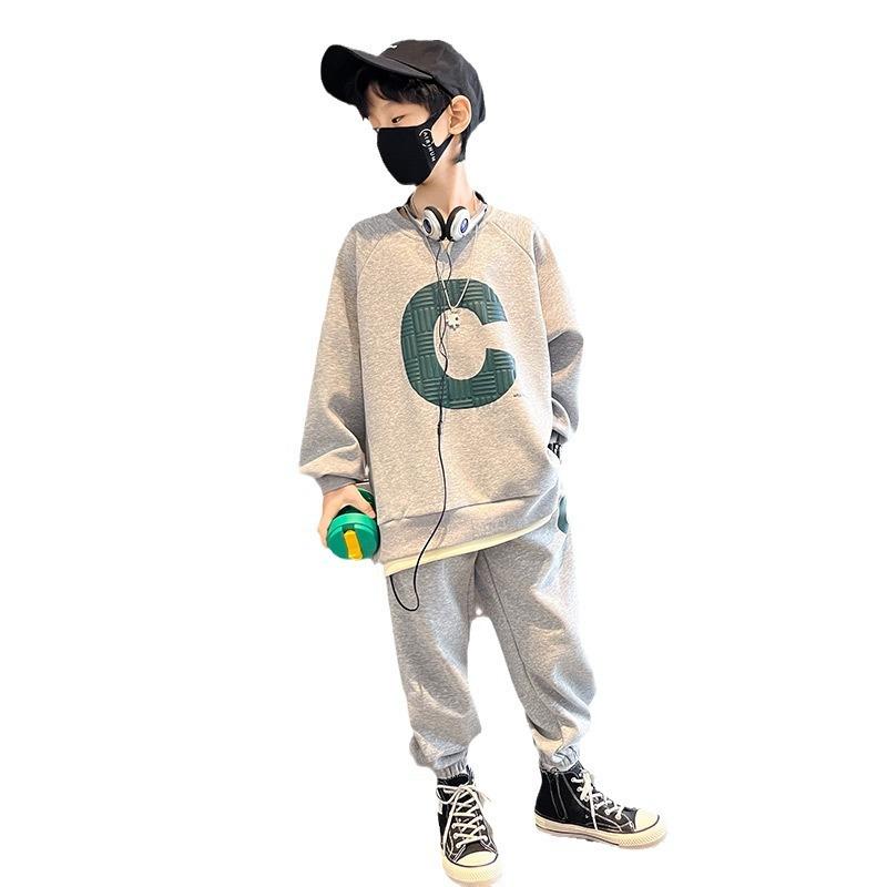 Boys fashion suit new children's autumn sweater sportswear middle and large children spring and autumn models handsome fashionable tide