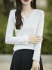Women's V-Neck Velvet Buttoned Sweater: Autumn/Winter Solid Color Loose Knit Pullover Base Layer