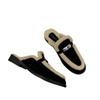 2024 Autumn/Winter Women's Fur-Lined Gold Lock Thick Heel Half Slippers