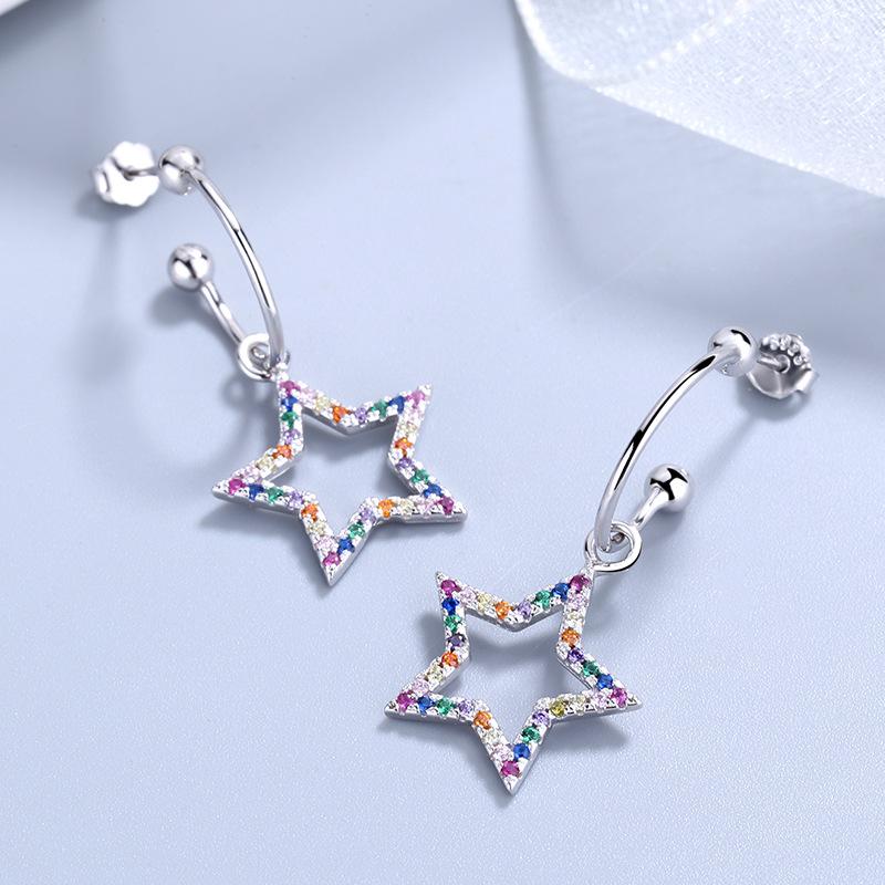 

Серьги XINGX из стерлингового серебра 925 пробы с разноцветными кристаллами для летних путешествий, разноцветные, подходящие друг другу, свежие, подходящие друг другу, девичьи серьги