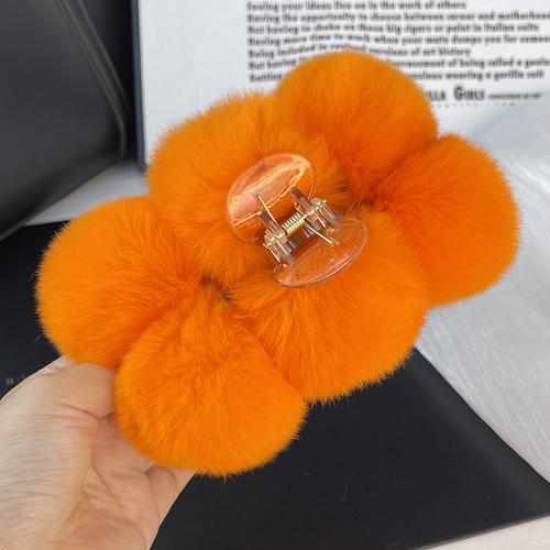 Rex Rabbit Fur Ball Large Hairpin Head Online Celebrity Cute Plush Catch Clip Hair Accessories Autumn and Winter Korean Hair Catch Headdress.