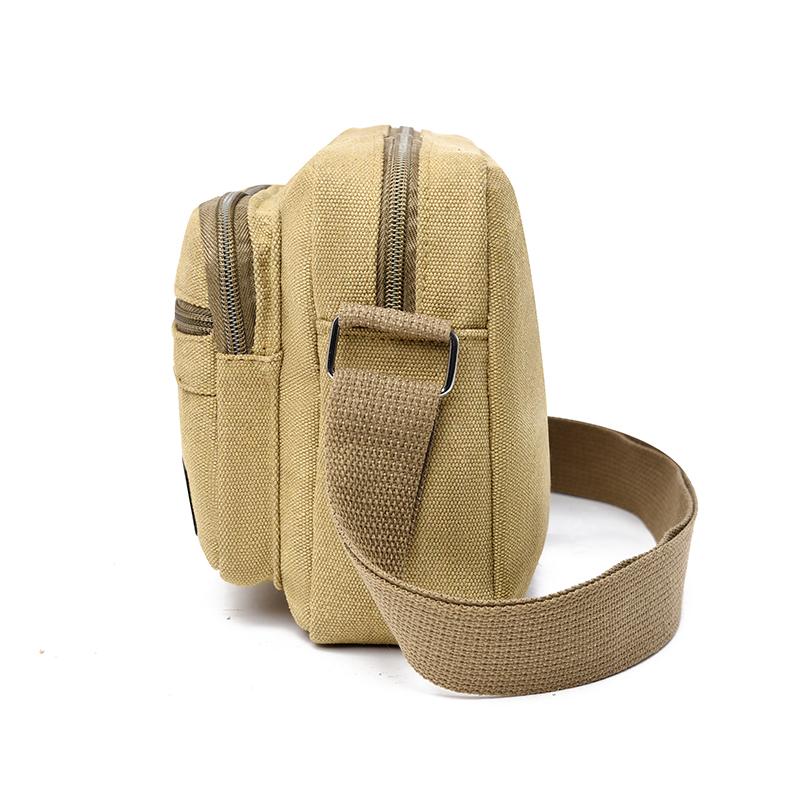 Men's Large Capacity Crossbody Bag Multi-Layer Canvas Shoulder Bag