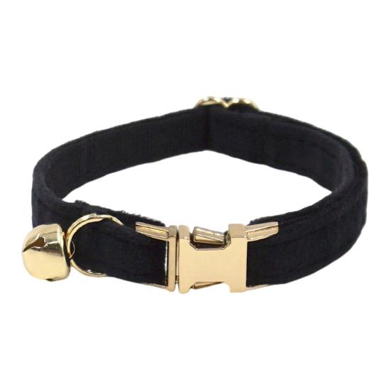 Cat Collar Velvet Solid Color Pet Chocker Necklace with Bell Adjustable Neck Collar for Cat Kitten Puppy Small Dogs