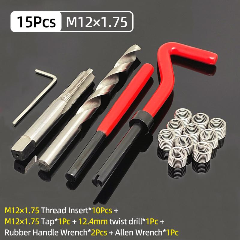Kit de herramientas de reparación de hilos, 15/20/30 Uds., M5/6/8 para restaurar hilos dañados, llave inglesa, broca helicoidal, herramientas de reparación de automóviles, palanca