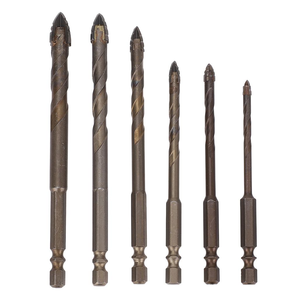 6PCS Eccentric Drill Bits 4 Flute Serrated Twist Bit Set for Concrete Masonry Glass Brick Cement