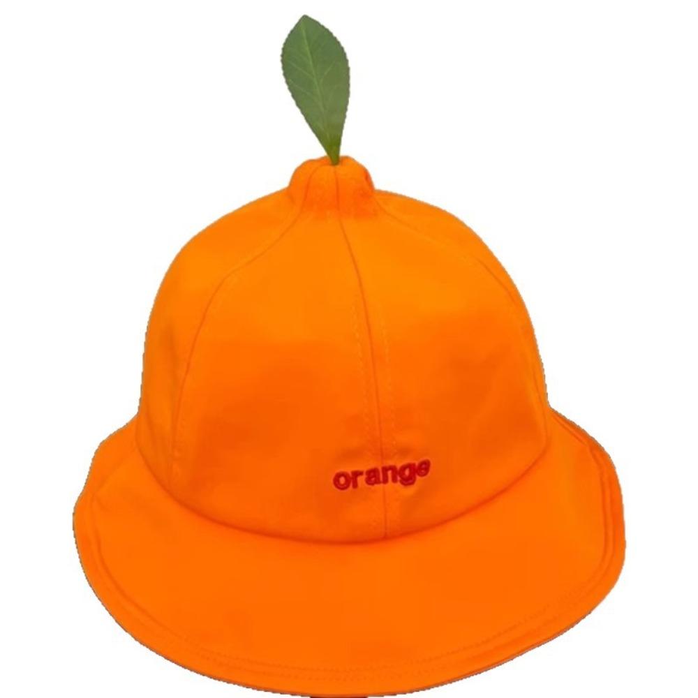 Quick-dry Orange Fisherman Hat Cool Embroidered Letter Sun Hat Creative Orange Bucket Cap  Outdoor