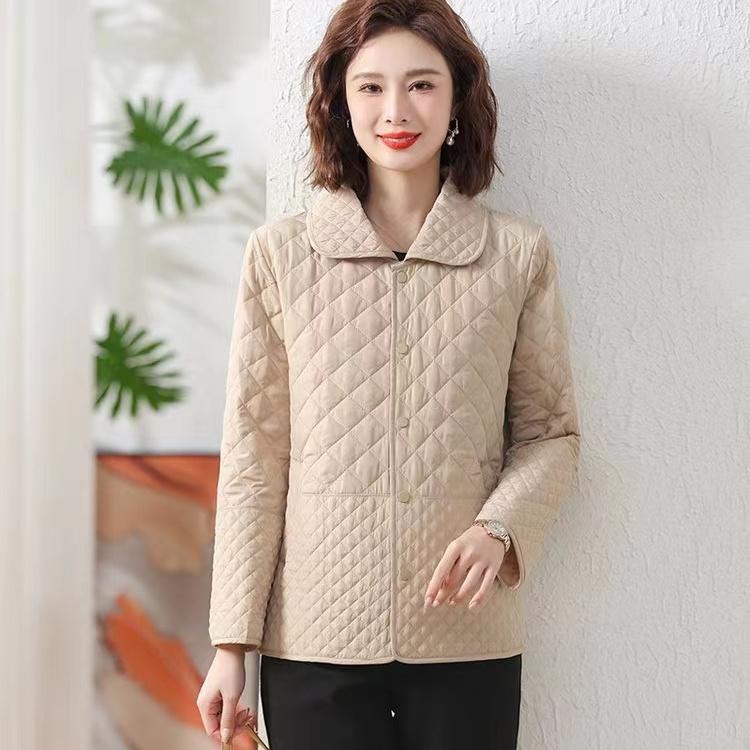 Lätt och Bärbar Kort Mammas Vinter Lös Bomullsvadderad Kappa Medelålders Mammas Ytterkläder Bomullsvadderad Jacka för Kvinnor
